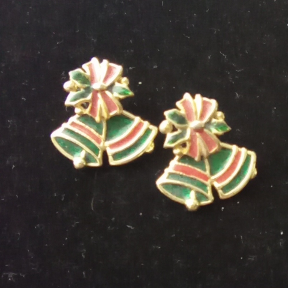 *SOLD* Vtg Earrings.  Christmas Enameled Earrings.